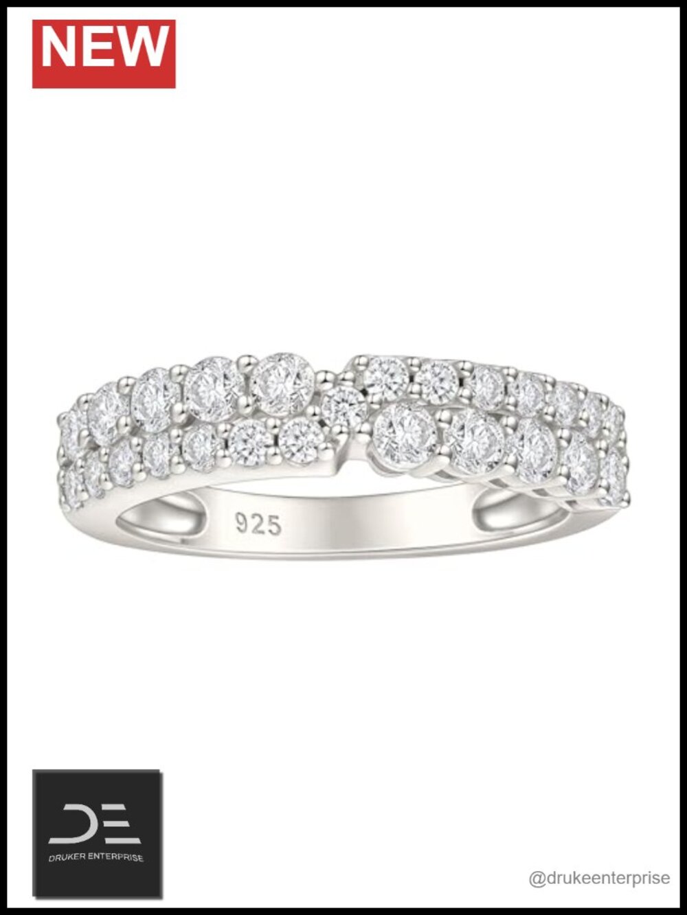 Moissanite Sterling Silver Eternity Ring Wedding Band for Women